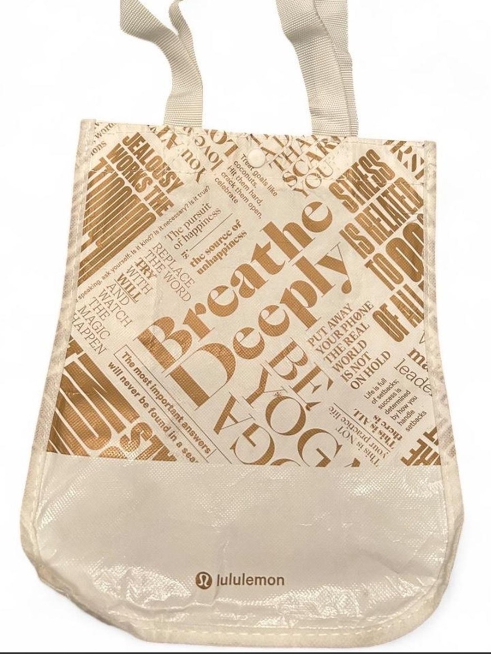 lululemon White & Gold reusable bag